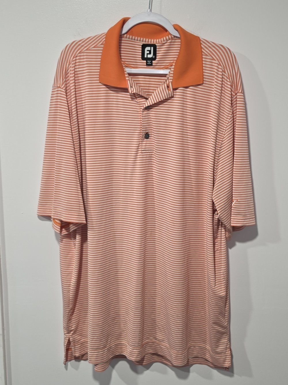 FootJoy Men's Orange Striped Performance Golf Polo Shirt Size XXL